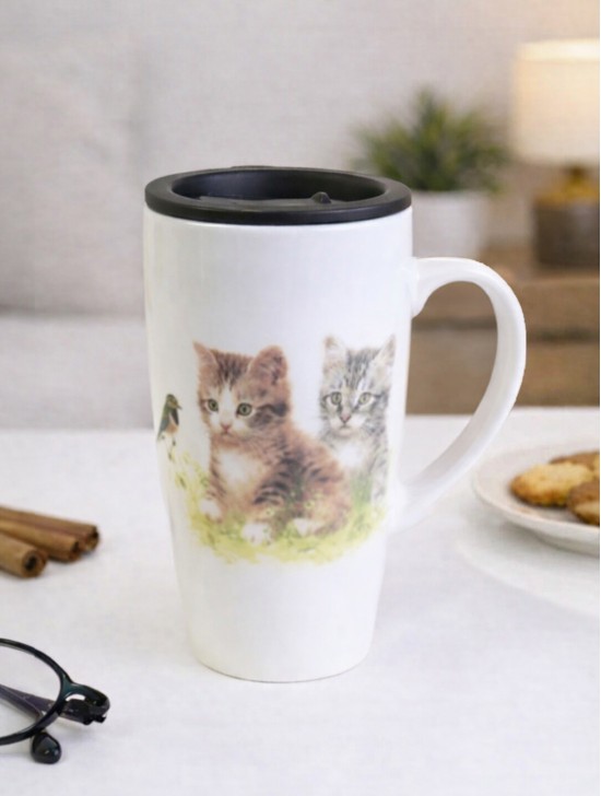 "Kitten" Porcelain Mug W/ Lid & Gift Box